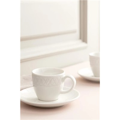 Loris 2 Kişilik Kahve Fincan Takımı - Beyaz - 90 ml