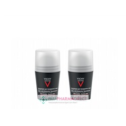 Vichy Homme Déodorant Anti-Transpirant 48h Peaux Sensibles Bille 2x50mlLot  × 2