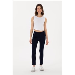 Kadın Lacivert Toothpick Fit Kanvas Pantolon