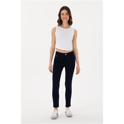 Kadın Lacivert Toothpick Fit Kanvas Pantolon