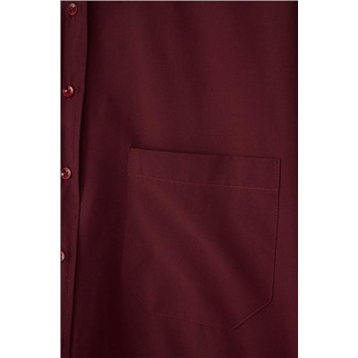 Koyu Bordo Loose Fit Pamuklu Uzun Kol Büyük Beden Dokuma Gömlek TBBSS22GO0323