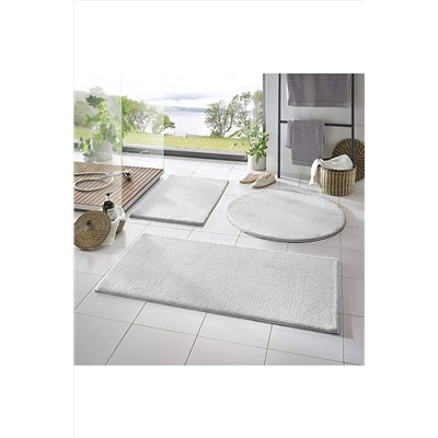 Santa Clara Xl Büyük Boy Beyaz Banyo Paspas Takımı Peluş Kaymaz Taban Yıkanabilir PASPASXL