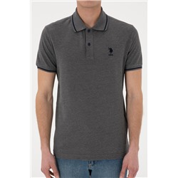 Erkek Slim Fit Polo Yaka Antrasit Melanj Basic Tişört