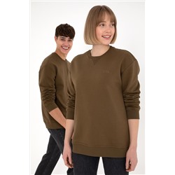 Erkek Haki Basic Sweatshirt