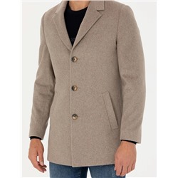 Bej Ex. Slim Fit Kaşe Kaban