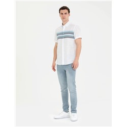 Lacivert Slim Fit Kısa Kollu Gömlek