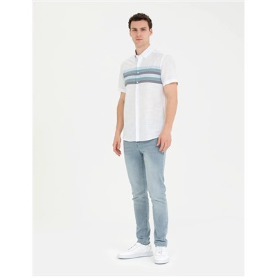 Lacivert Slim Fit Kısa Kollu Gömlek