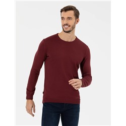 Bordo Slim Fit Bisiklet Yaka Basic Triko Kazak