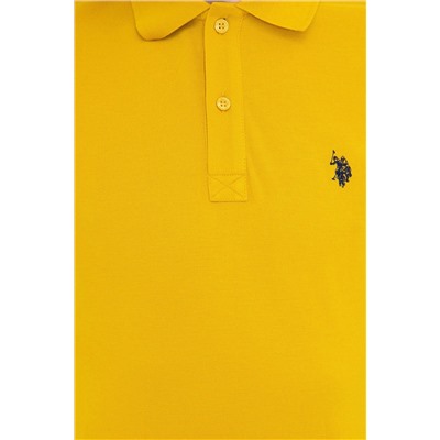 Erkek Koyu Sarı Polo Yaka Basic T-Shirt