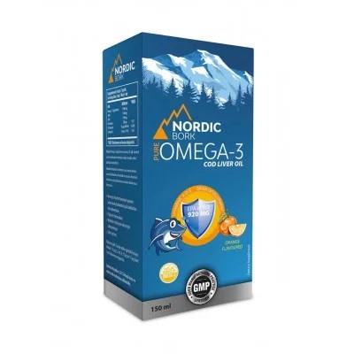 Рыбий жир Омега-3 для детей Nordic Omega-3 Norway Cod Liver Oil, 150 мл, Апельсин