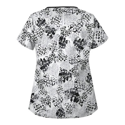 UA Splash Of Love White V-Neck Scrub Top