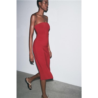 STRAPLESS CREPE DRESS