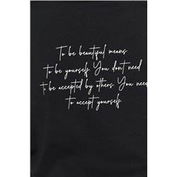 Siyah Bisiklet Yaka Baskılı %100 Pamuk Örme T-Shirt TBBSS23BF00024