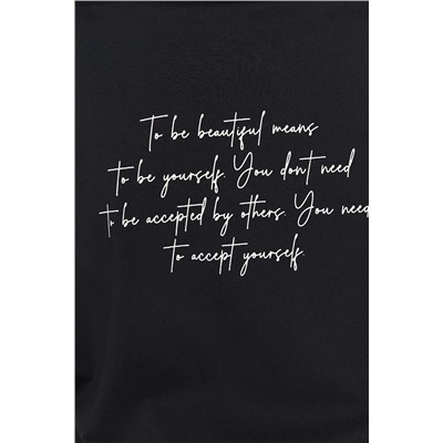 Siyah Bisiklet Yaka Baskılı %100 Pamuk Örme T-Shirt TBBSS23BF00024