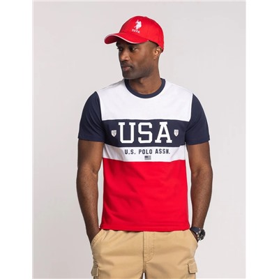 COLOR BLOCK USA JERSEY CREW NECK T-SHIRT