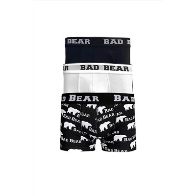 Bad Bear Bear 3 Pack Siyah/beyaz Desenli 3'lü Erkek Boxer Set 21.01.03.014