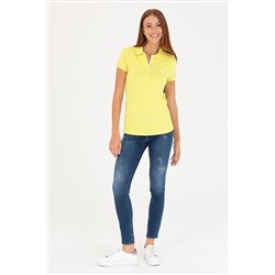 Kadın Neon Sarı Basic Polo Yaka Tişört