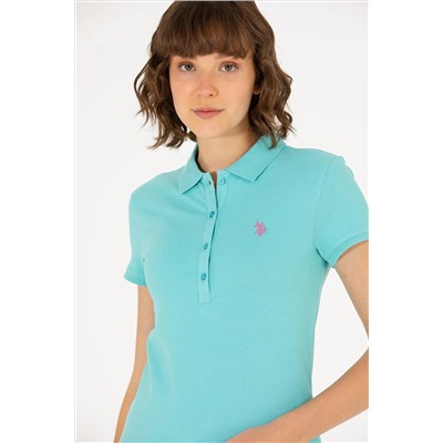 Kadın Mint Basic Polo Yaka Tişört