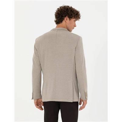 Bej Ekstra Slim Fit Spor Ceket