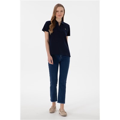 Kadın Lacivert Basic Polo Yaka Tişört