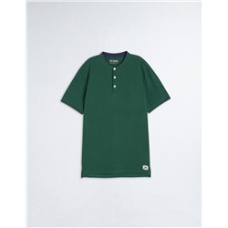 Mandarin Collar Polo, Men, Green