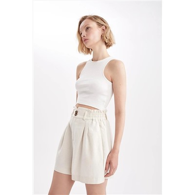 Defacto Relax Fit Paperbag Bel Keten Karışımlı Şort W5321AZ22SM