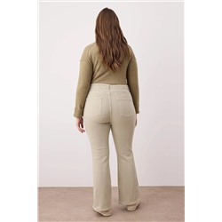 Bej Yüksek Bel Comfort İspanyol Paça Flare Fit Jeans TBBAW23JE00001