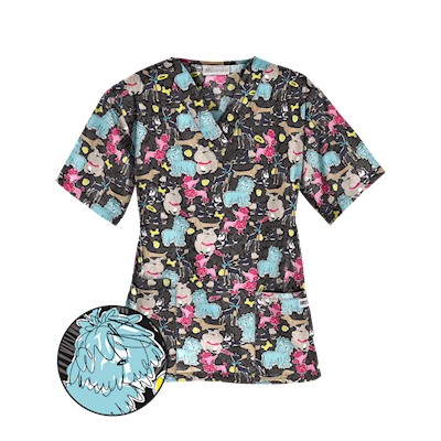 UA Dog Park Black Print Scrub Top