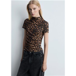 Camiseta leopardo detalle fruncido