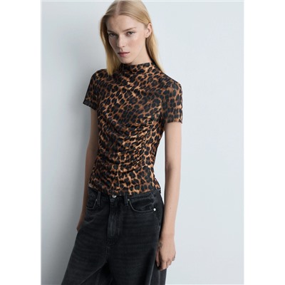 Camiseta leopardo detalle fruncido