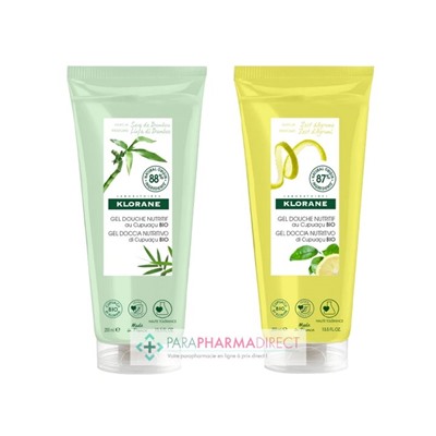 Klorane Cupuaçu Gel Douche Nutritif Sève de Bambou + Gel Douche Nutritif Zeste d'Agrumes 2x200mlLot  × 2