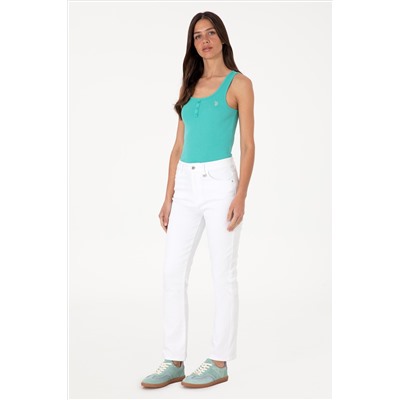 Kadın Beyaz Slim Flare Cropped Fit Jean Pantolon