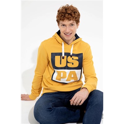 Erkek Safran Kapüşonlu Sweatshirt