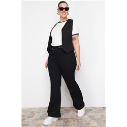 Siyah Yüksek Bel Esnek Kumaş İspanyol Paça Flare Fit Jeans TBBAW23JE00001