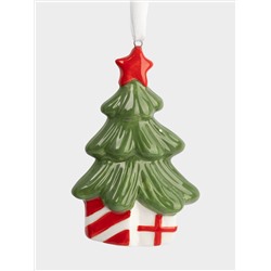 Игрушка елочная, 9 см, керамика, Елка с подарками, New year