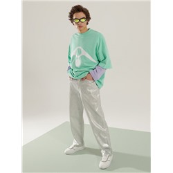 Silberne Jeans im Loose-Fit