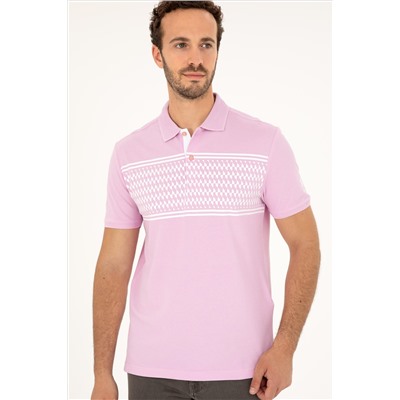 Erkek Regular Fit Polo Yaka Pembe Tişört