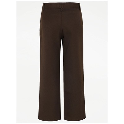 Boys Brown Regular Leg School Trousers 2 Pack