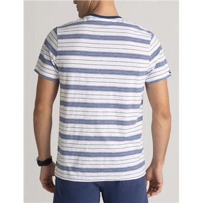WHITE LABEL STRIPE CREW NECK T-SHIRT WITH POCKET
