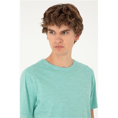 Erkek Regular Fit Bisiklet Yaka Mint Basic Tişört