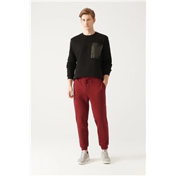 Avva Erkek Bordo Beli Bağcıklı Paçası Lastikli Pamuklu Nefes Alan Standart Fit Normal Kesim Jogger Eşofma A31Y3412
