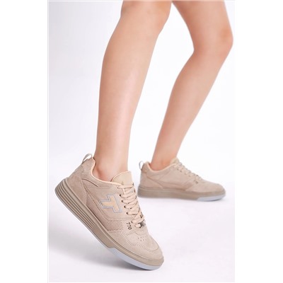 Tonny Black Unisex Bej Rahat Kalıp Poli Taban Bağcıklı Sneaker TBA297