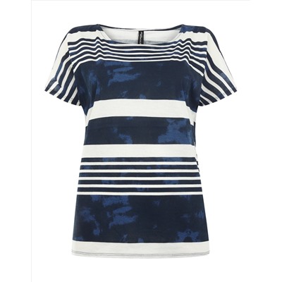 Damen Cold-Shoulder-Shirt mit Streifenmuster