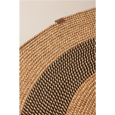 Alsace Yuvarlak Kilim - Naturel/Siyah - 120 cm