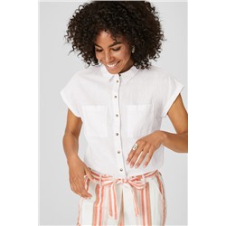 Bluse - Leinen-Mix