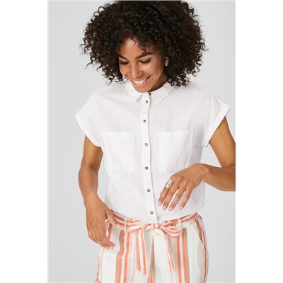 Bluse - Leinen-Mix