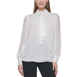 Calvin Klein Long Sleeve Tie Neck Blouse
