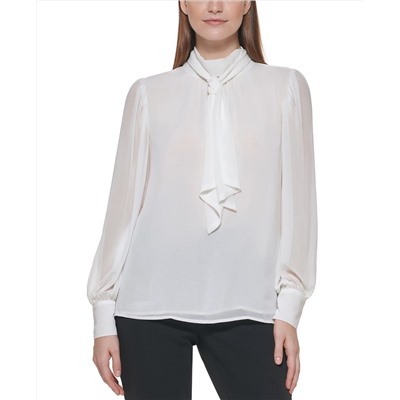 Calvin Klein Long Sleeve Tie Neck Blouse