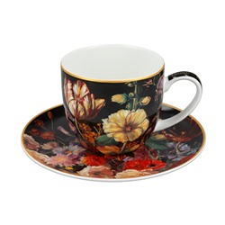 Пара чайная, 1 перс, 2 пр, 250 мл, фарфор F, черная, Тюльпан, Baroque flowers, 62365