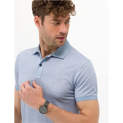 Mavi Slim Fit Dokulu Polo Yaka Tişört